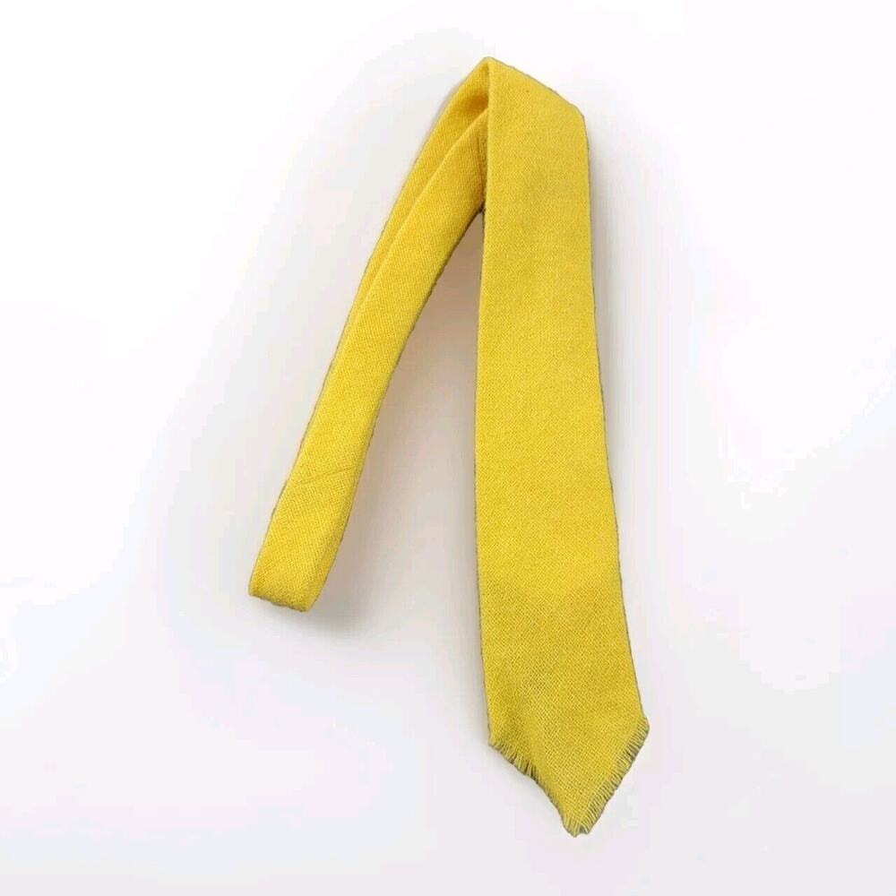 Polo Ralph Lauren Vintage 100% Wool 3" Slim Neck Tie Yellow Italy